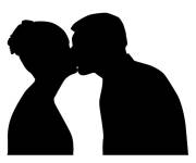 Coloriage et dessins gratuit Baiser des amoureux en contour à imprimer