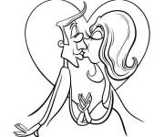Coloriage Baiser des amoureux facile