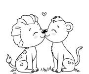 Coloriage Baiser des animaux