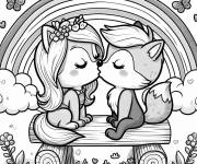 Coloriage Baiser des écureuils