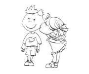 Coloriage et dessins gratuit Baiser des enfants mignons à imprimer