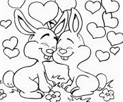 Coloriage Baiser des lapins