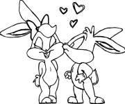 Coloriage Baiser des lapins de cartoon