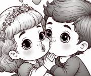 Coloriage Baiser des petits amoureux