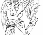 Coloriage Baiser dessiné à la main d'anime