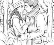 Coloriage Baiser d&eacute;taill&eacute;
