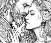 Coloriage Baiser du roi et de la reine