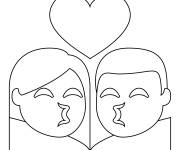 Coloriage Baiser &eacute;moji imprimable