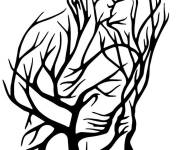 Coloriage Baiser en forme de deux arbres