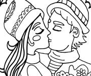 Coloriage Baiser en hiver