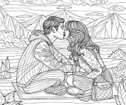 Coloriage Baiser en plein air