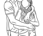 Coloriage Baiser en sketch
