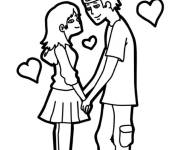 Coloriage Baiser et amour des jeunes