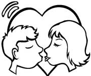 Coloriage Baiser et coeur d'amour