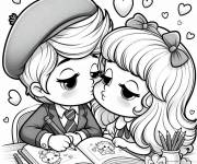 Coloriage Baiser et coloriage