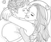 Coloriage Baiser et passion des amoureux