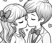 Coloriage Baiser festif pour maternelle