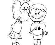 Coloriage et dessins gratuit Baiser fr&egrave;re et s&oelig;ur à imprimer