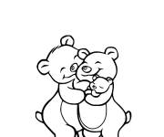 Coloriage Baiser oursons