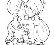Coloriage Baiser pour les &eacute;coliers