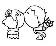 Coloriage et dessins gratuit Baiser pour les petits à imprimer