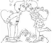 Coloriage Baiser signe d'amour