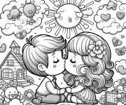 Coloriage Baiser sous le soleil