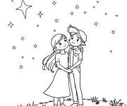 Coloriage Baiser sous les &eacute;toiles