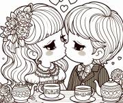 Coloriage Baiser sur la table