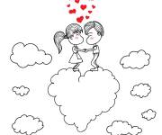 Coloriage Baiser sur les nuages