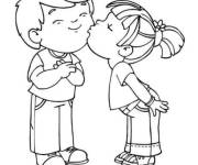 Coloriage Bisou pour maternelle