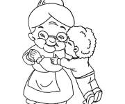 Coloriage et dessins gratuit Bisous pour la grande m&egrave;re à imprimer