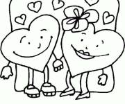 Coloriage C&oelig;urs amoureux