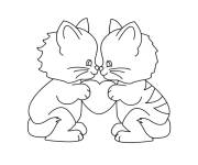 Coloriage et dessins gratuit Chatons avec un coeur d'amour à imprimer