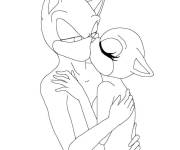 Coloriage et dessins gratuit Chats en baiser à imprimer