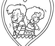 Coloriage Des petits amoureux dans un coeur