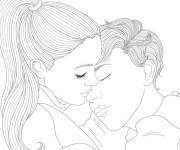 Coloriage Doux baiser d&eacute;taill&eacute;