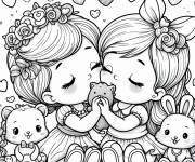 Coloriage Embrasser leur hamster