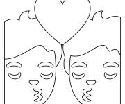 Coloriage Emoji bisous simple