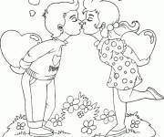 Coloriage Illustration de Baiser