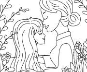 Coloriage La mère embrasse sa fille