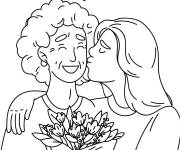 Coloriage Ma m&egrave;re embrasse ma grande m&egrave;re