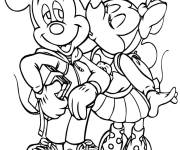 Coloriage Mickey Mouse re&ccedil;oit un Baiser de Minnie