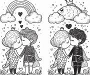 Coloriage Mod&egrave;le de baiser pour maternelle