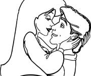 Coloriage Princesse amoureuse embrasse son prince