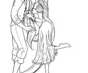 Coloriage Raiponce embrasse son amoureux