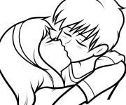 Coloriage S'embrasser des amoureux