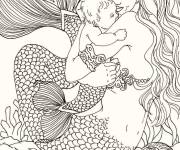 Coloriage Sir&egrave;ne embrasse son b&eacute;b&eacute;