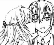 Coloriage Un baiser inattendu style manga
