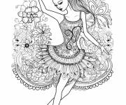 Coloriage Adulte danseuse de ballet Zentangle